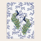 Chinoiserie Peacock Blue & White Floral Poster Gallery Image 4