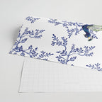 Chinoiserie Peacock Blue & White Floral Wrapping Paper Gallery Image 2