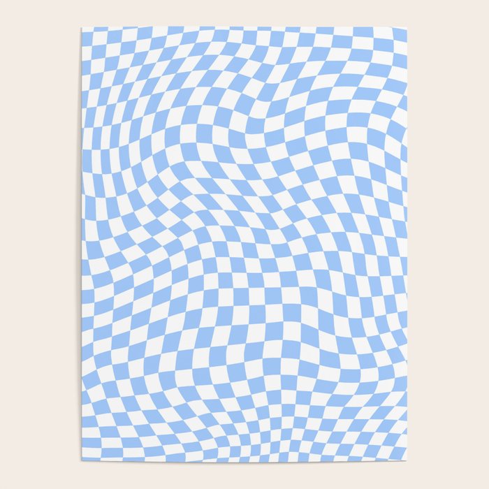 Pastel Blue Twisted Swirl Checkered Squares  Poster Gallery Image 1