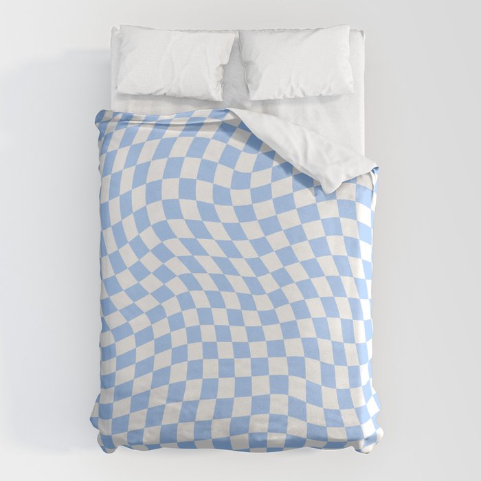 Pastel Blue Twisted Swirl Checkered Squares  Duvet Cover Gallery Image 6