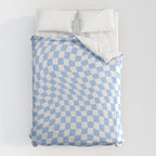 Pastel Blue Twisted Swirl Checkered Squares  Duvet Cover Gallery Image 6