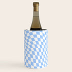 Pastel Blue Twisted Swirl Checkered Squares  Wine Chiller Gallery Image 3