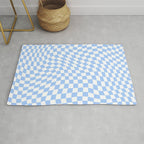Pastel Blue Twisted Swirl Checkered Squares  Rug Gallery Image 1