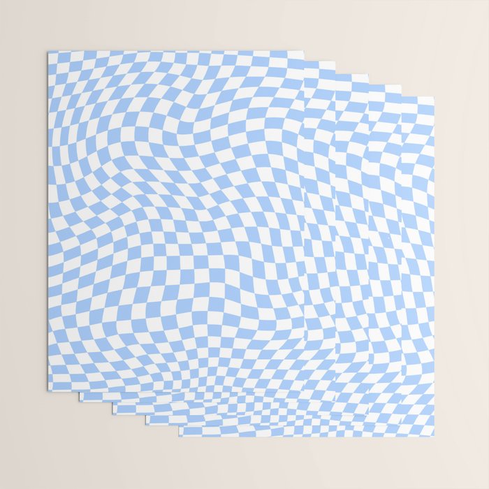 Pastel Blue Twisted Swirl Checkered Squares  Wrapping Paper Gallery Image 3