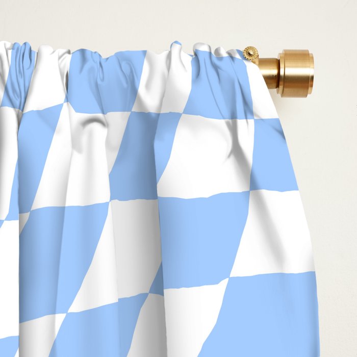 Pastel Blue Twisted Swirl Checkered Squares  Window Curtain Gallery Image 2