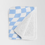 Pastel Blue Twisted Swirl Checkered Squares  Throw Blanket Gallery Image 3
