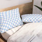 Pastel Blue Twisted Swirl Checkered Squares  Pillow Sham Gallery Image 2