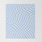 Pastel Blue Twisted Swirl Checkered Squares  Throw Blanket Gallery Image 2