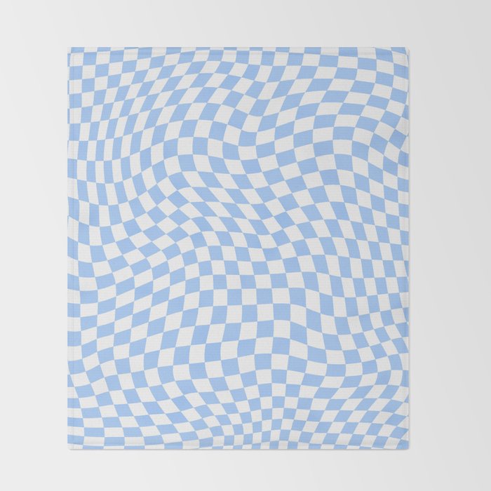 Pastel Blue Twisted Swirl Checkered Squares  Throw Blanket Gallery Image 2