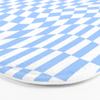 Pastel Blue Twisted Swirl Checkered Squares  Bath Mat Gallery Image 3