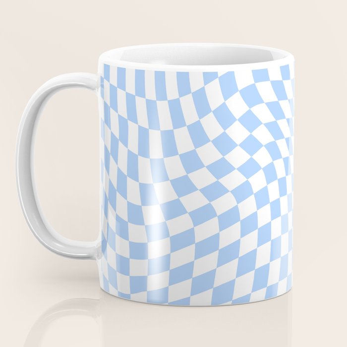 Pastel Blue Twisted Swirl Checkered Squares  Coffee Mug Gallery Image 3