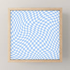 Pastel Blue Twisted Swirl Checkered Squares  Mini Art Print Gallery Image 1