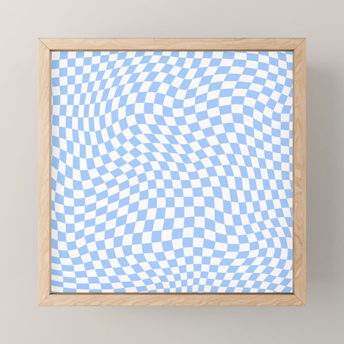 Pastel Blue Twisted Swirl Checkered Squares  Mini Art Print Gallery Image 1