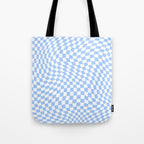 Pastel Blue Twisted Swirl Checkered Squares  Tote Bag Gallery Image 1