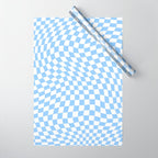 Pastel Blue Twisted Swirl Checkered Squares  Wrapping Paper Gallery Image 1