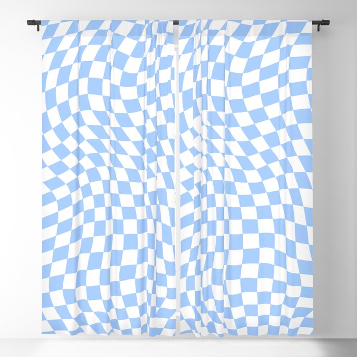 Pastel Blue Twisted Swirl Checkered Squares  Window Curtain Gallery Image 1