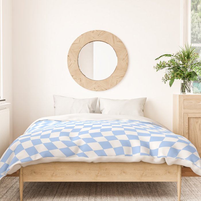 Pastel Blue Twisted Swirl Checkered Squares  Duvet Cover Gallery Image 3