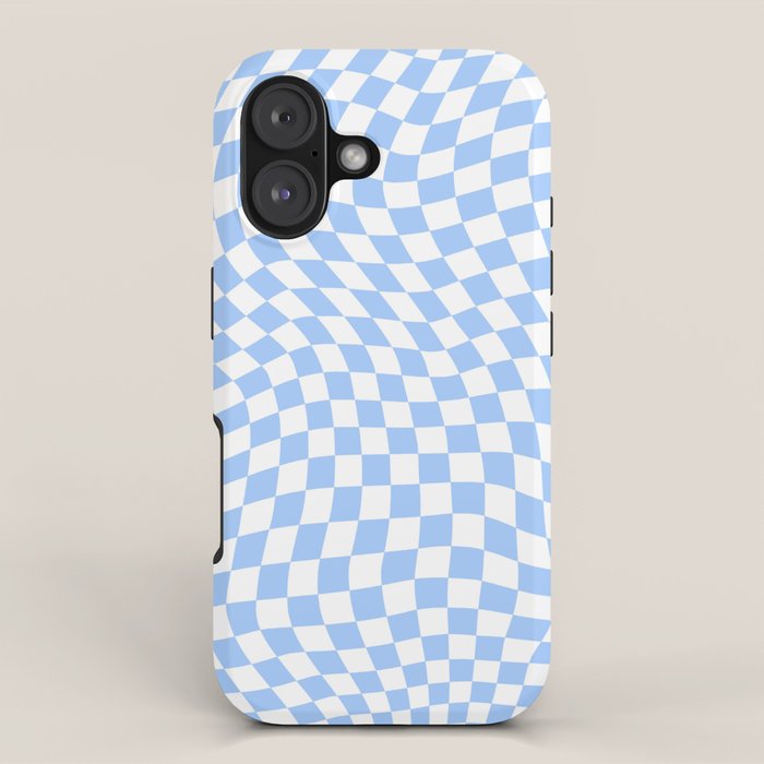 Pastel Blue Twisted Swirl Checkered Squares  iPhone Case Gallery Image 1