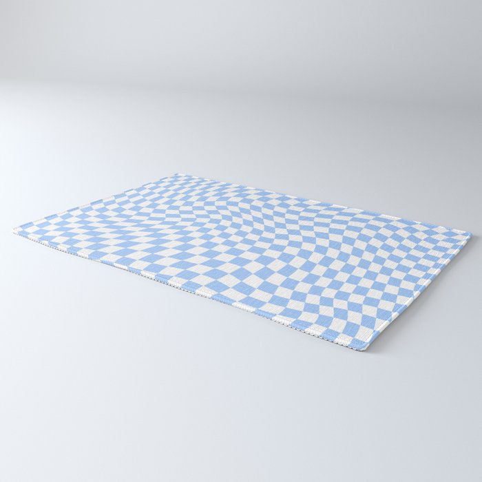 Pastel Blue Twisted Swirl Checkered Squares  Rug Gallery Image 3