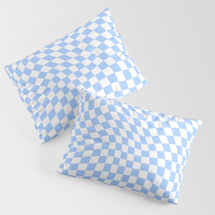 Pastel Blue Twisted Swirl Checkered Squares  Pillow Sham Gallery Image 3