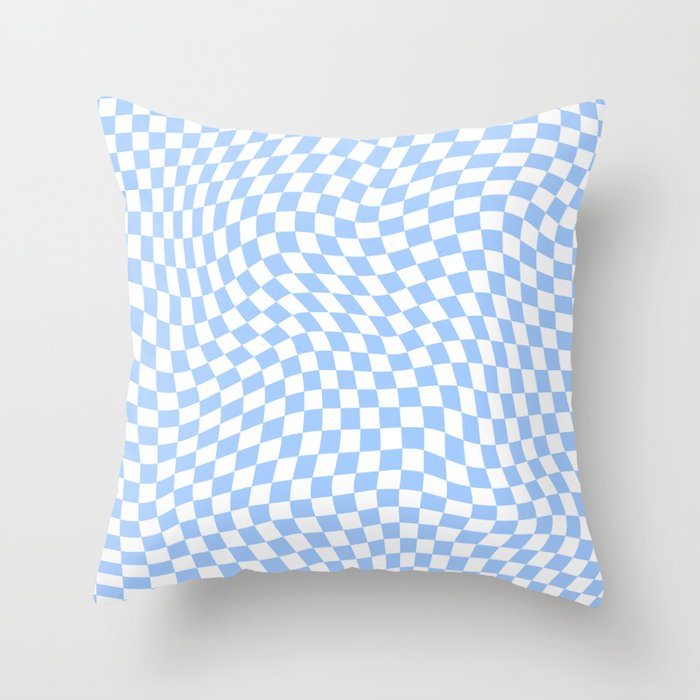 Pastel Blue Twisted Swirl Checkered Squares  Throw Pillow Gallery Image 6