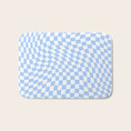 Pastel Blue Twisted Swirl Checkered Squares  Bath Mat Gallery Image 1