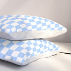 Pastel Blue Twisted Swirl Checkered Squares  Pillow Sham Gallery Image 3