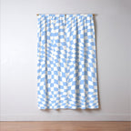 Pastel Blue Twisted Swirl Checkered Squares  Window Curtain Gallery Image 3