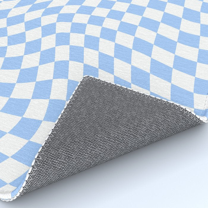 Pastel Blue Twisted Swirl Checkered Squares  Rug Gallery Image 4