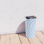 Pastel Blue Twisted Swirl Checkered Squares  Travel Mug Gallery Image 4