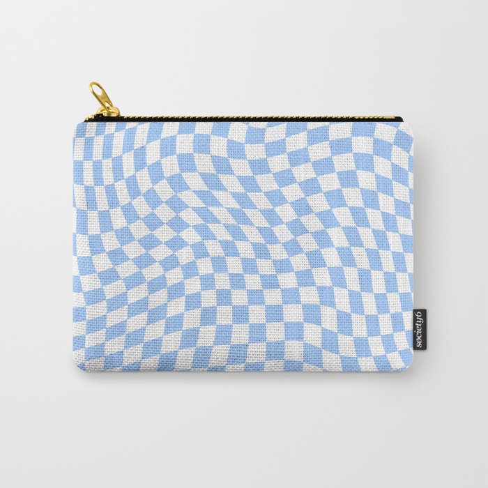 Pastel Blue Twisted Swirl Checkered Squares  Carry All Pouch Gallery Image 1