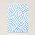 Pastel Blue Twisted Swirl Checkered Squares  Stationery Card Gallery Image 2