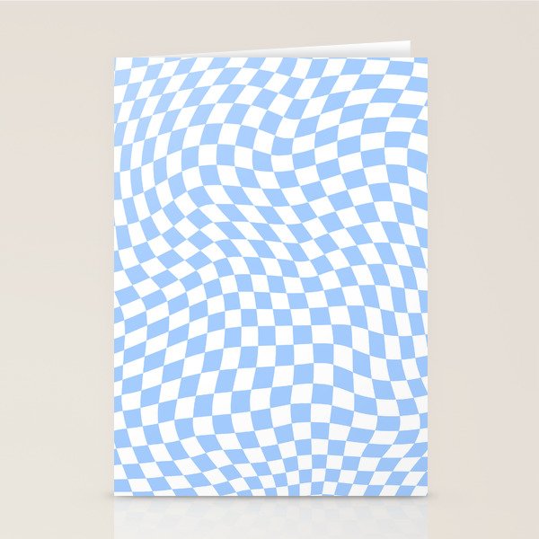 Pastel Blue Twisted Swirl Checkered Squares  Stationery Card Gallery Image 2