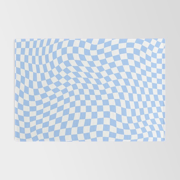 Pastel Blue Twisted Swirl Checkered Squares  Rug Gallery Image 2