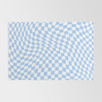 Pastel Blue Twisted Swirl Checkered Squares  Rug Gallery Image 2