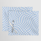 Pastel Blue Twisted Swirl Checkered Squares  Placemat Gallery Image 1
