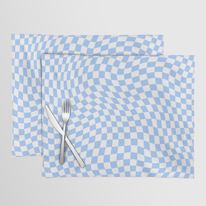 Pastel Blue Twisted Swirl Checkered Squares  Placemat Gallery Image 1