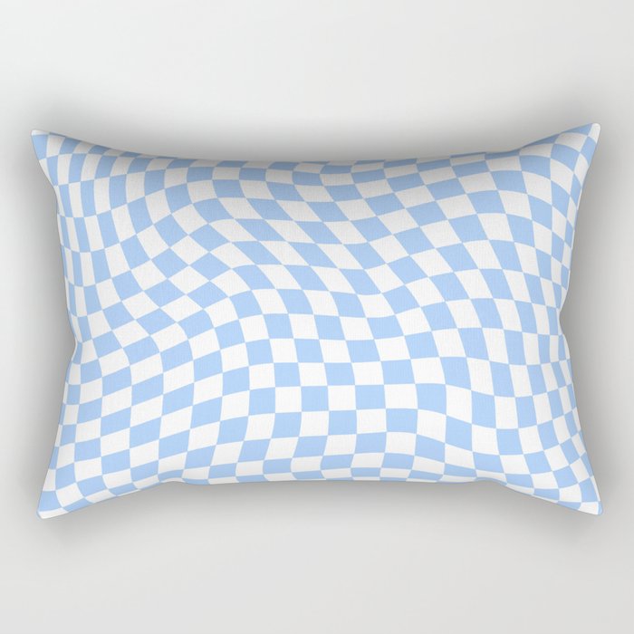 Pastel Blue Twisted Swirl Checkered Squares  Rectangular Pillow Gallery Image 1