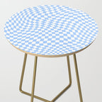 Pastel Blue Twisted Swirl Checkered Squares  Side Table Gallery Image 2