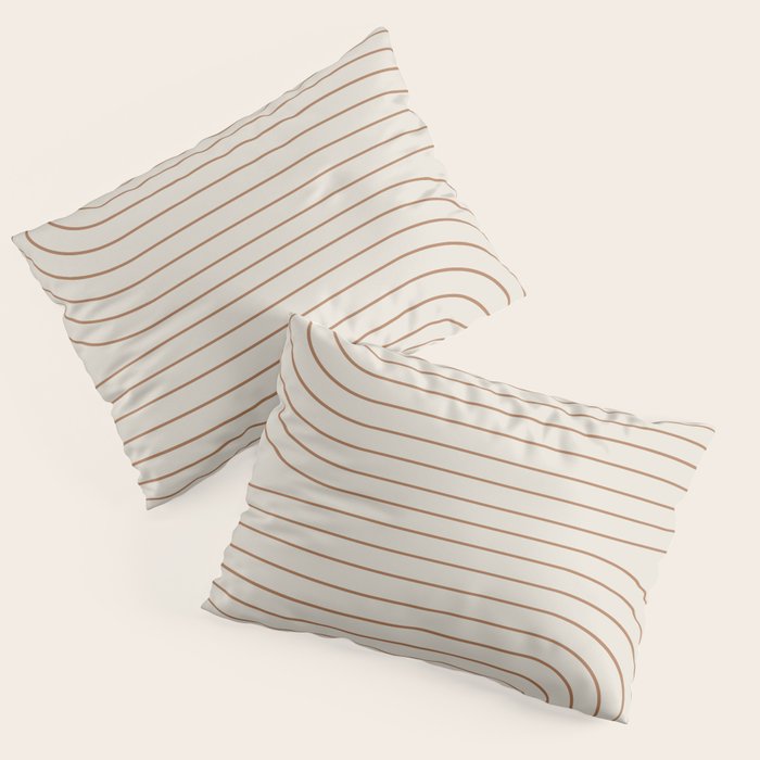 Minimal Line Curvature VI Earthy Natural Mid Century Modern Arch Abstract Pillow Sham Gallery Image 3