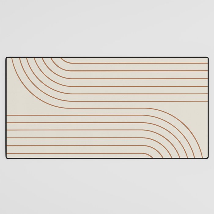 Minimal Line Curvature VI Earthy Natural Mid Century Modern Arch Abstract Desk Mat Gallery Image 3