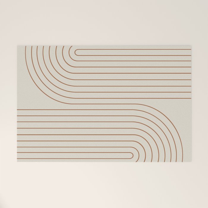 Minimal Line Curvature VI Earthy Natural Mid Century Modern Arch Abstract Welcome Mat Gallery Image 1