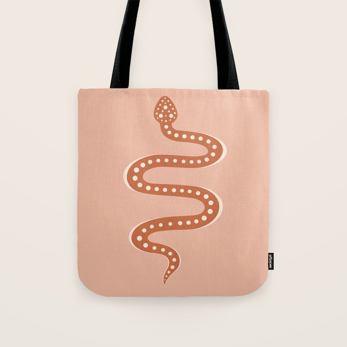 Minimal Snake - Coral & Pink Tote Bag Gallery Image 1
