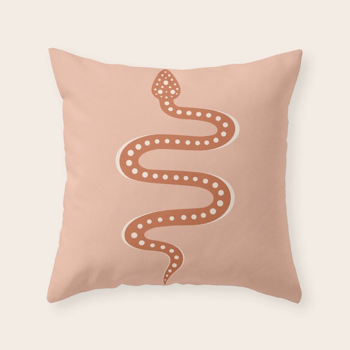 Minimal Snake - Coral & Pink Throw Pillow Gallery Image 1