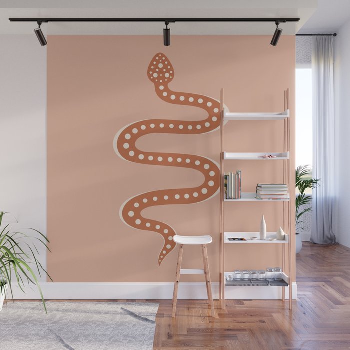 Minimal Snake - Coral & Pink Wall Mural Gallery Image 1