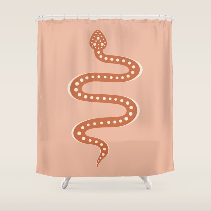 Minimal Snake - Coral & Pink Shower Curtain Gallery Image 1