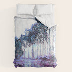 Monet : Poplars Lavender Periwinkle Deep Blue Comforter Gallery Image 6