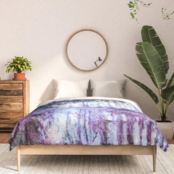 Monet : Poplars Lavender Periwinkle Deep Blue Comforter Gallery Image 3