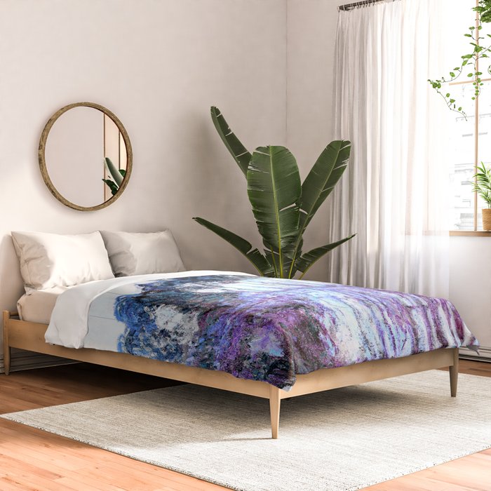 Monet : Poplars Lavender Periwinkle Deep Blue Comforter Gallery Image 2
