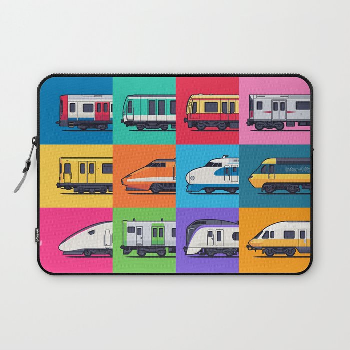 World Trains Grid Pattern Laptop Sleeve Gallery Image 1